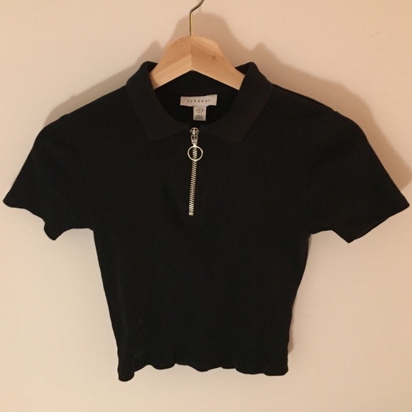 Topshop Tops - Topshop Collared Crop Top Topshop Tops - Topshop Collared Crop Top